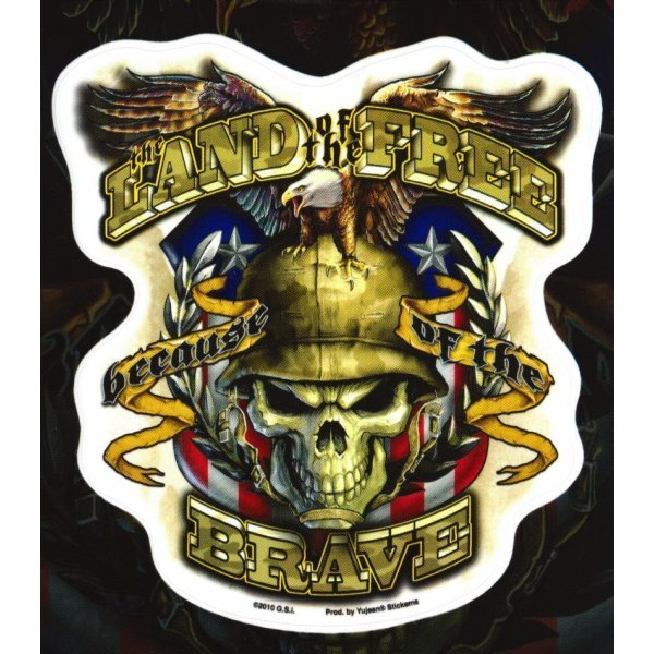 Aufkleber Hot Leathers Land of the Free Biker 14x15 cm Yujean - Army Sticker